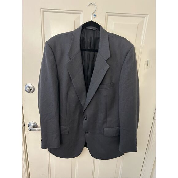 Burberry’s Pure Wool Gray Pinstripe Two-Button Blazer Sz 44R* - Picture 1 of 13